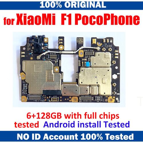 TDHHX Full Working For Xiaomi Pocophone Poco F1 Motherboard 6G+64G 6G+128G 8G+256G 100% Unlocked Original Logic Board Mainboard