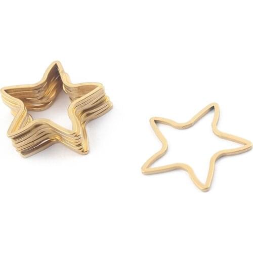 10pcs Stainless Steel Charms Open Star Frame Pendant Connector Jewelry Diy Bracelet Necklace Earring Jewelry Making Findings