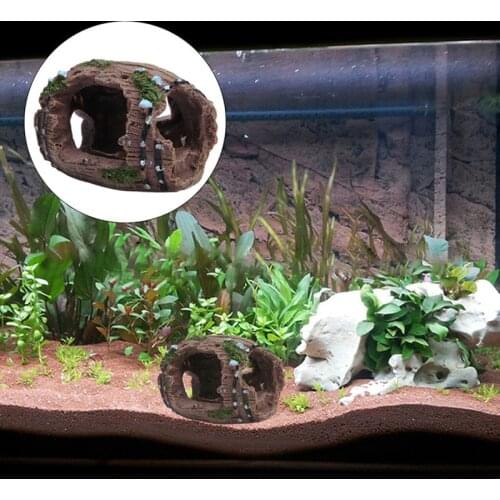 Resin Aquarium Ornaments Hollow Hole Log Tree Tunnel Cave Fish Tank Decoration Landscaping View Ornament Decor Accessories