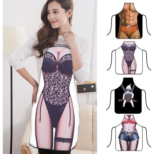 Adjustable Funny Cooking Apron Sexy Kitchen Dinner Party Baking Aprons For Woman And Man BBQ Party Cartoon Apron Kitchen Tools