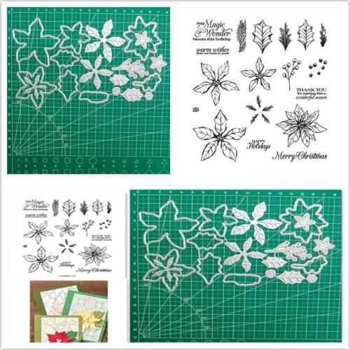 Christmas Flower Metal Cutting Dies and Stamp DIY Scrapbooking Photo Album Paper Card Decoration Craft Embossing Template