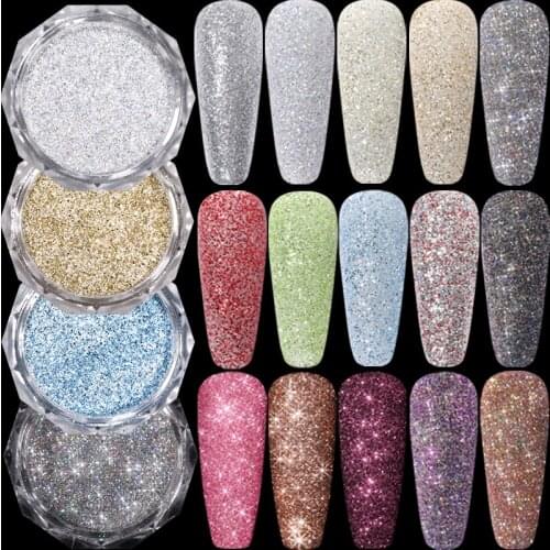Reflective Glitter Nail Crystal Diamonds Powder Sparkly Auroras Laser Sequins Shiny Pigment Holographics Glass Micro Drill Nail