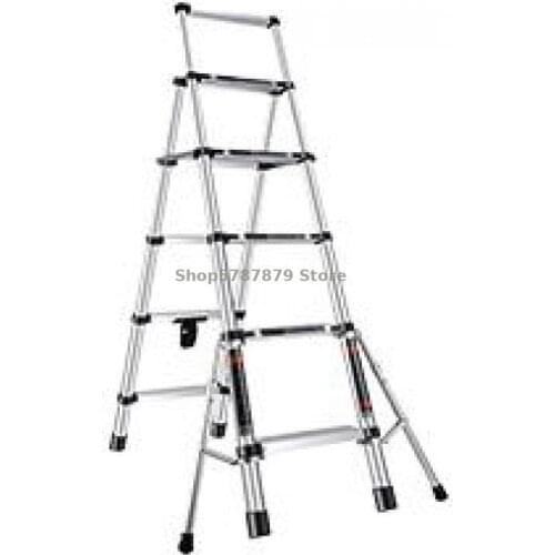 Telescopic Ladder Herringbone Ladder Household Aluminum Alloy Five Step Thickened Folding Ladder Multi-function Elevator