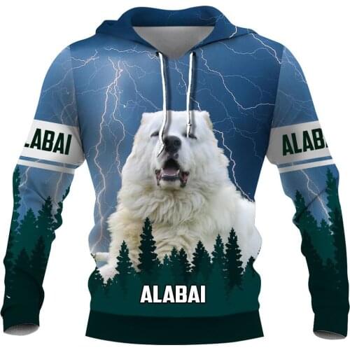 CLOOCL Alabai Dog Print Men Hoodies Pets Letter Men Clothing Long Sleeve Hoodie Streetwear Unisex Pocket Sweatshirts
