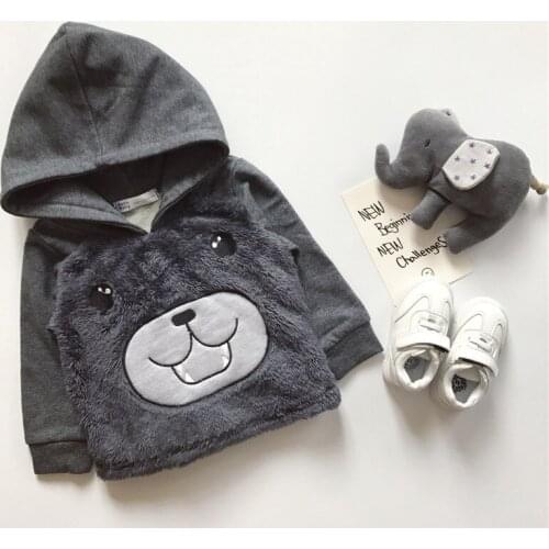 Tonytaobaby New Spring and Autumn Babys Grey Hooded Baby Bear Pullover Baby Boy Clothes