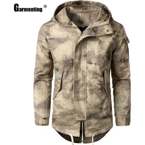 Garmenting 2020 Autumn England Style Men Hoodie Jackets Zipper Pockets Manteau Winter Tunic Outerwear Camouflage Male Clothes