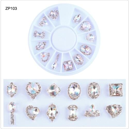 1Wheel Nail Glass Crystal Rhinestones 12pcs/wheel Rhinestone Gems Jewelry Nail Art Decoration Irregular Shape 3D Charms #1