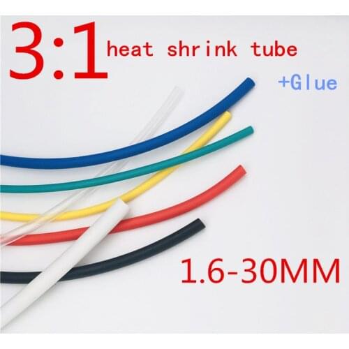 1meter 3:1 Heat Shrink Tube with Glue Dual Wall Tubing Diameter 1.6mm-30mm Adhesive Lined Sleeve Wrap cable sleeve