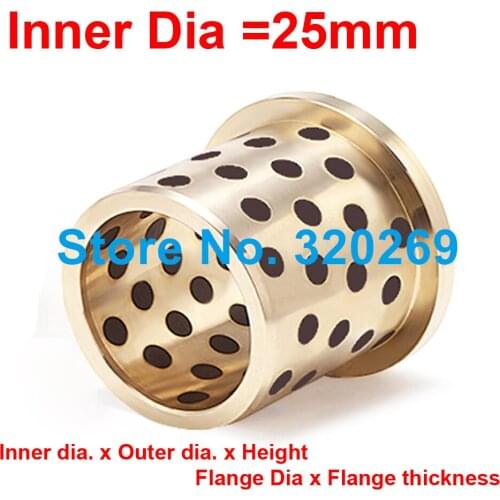 1PC JFB Inner Dia 25MM Flanged Bronze Impregnated Graphite Oilless Bush Bearing 37X4/25X29X15 45X5/25X33X15 45X5/25X35X15