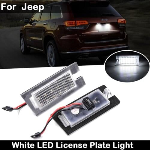 2Pcs For Jeep Cherokee 2014-2020 High Brightness White LED License Plate Light Number Plate Lamp