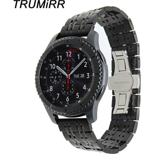 22mm Stainless Steel Watch Band for Samsung Gear S3 Classic Frontier Butterfly Clasp Strap Wrist Bracelet Black Rose Gold Silver