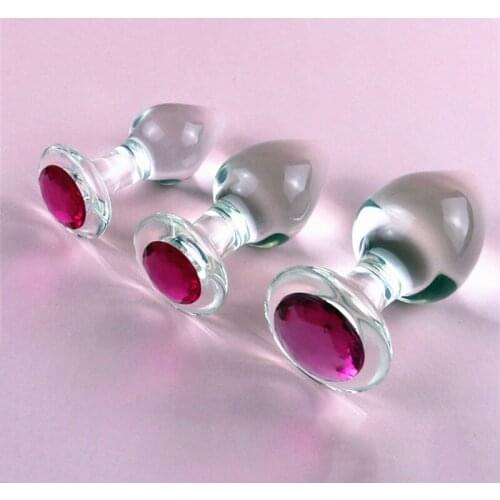 3Pcs/Set Glass Anal Plug Diamond Insert Jewelry Transparent Anal Butt Plug Vibrator Buttplug Dildo Sex Anal Toys