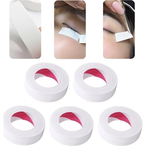 5 Rolls Eyelash Tapes White Lint Free PE Eyelash Tape for Eyelash Extension Supply (0.5 inch)
