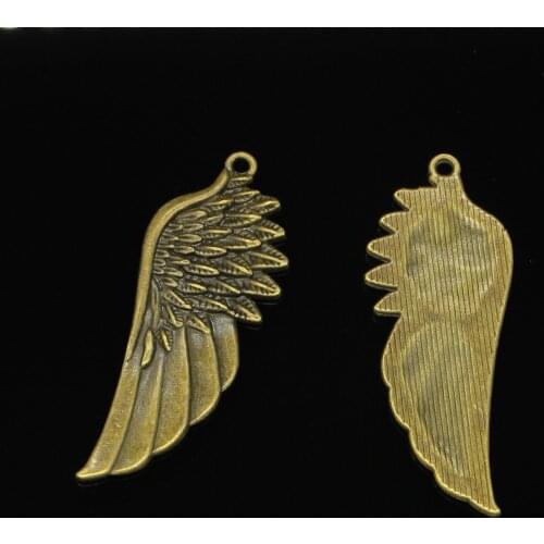 5pcs Angel wings Charms Antique Bronze Plated Zinc Alloy Charms Pendants Metal Jewelry Findings Fit DIY 58mm
