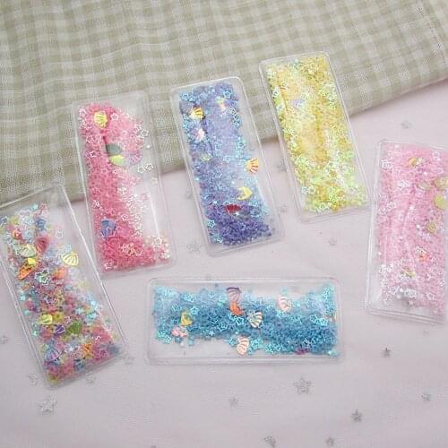 50pcs/lot Transparent Rectangle Sequin Stars Shell PVC patch applique For Clothes DIY Childrens Hair Clip Headwear Accessories