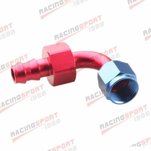 8AN 90 Degree Push On Swivel Oil Fuel Line Hose End Fitting Adaptor Red/Blue