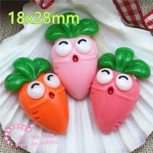 Resin radish cartoon Flat back for decoration,hair bow center 12pcs/lot 18x28mm 3 color equal