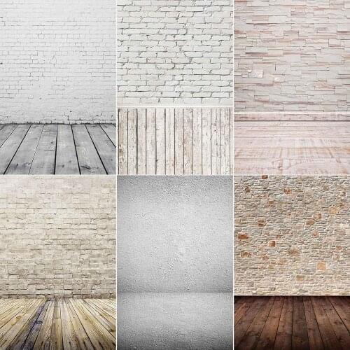 White Various Brick Wall Wood Board Floor Backdrop Decor Baby Shower Newborn Pet Food Photography Background Photo Studio Props