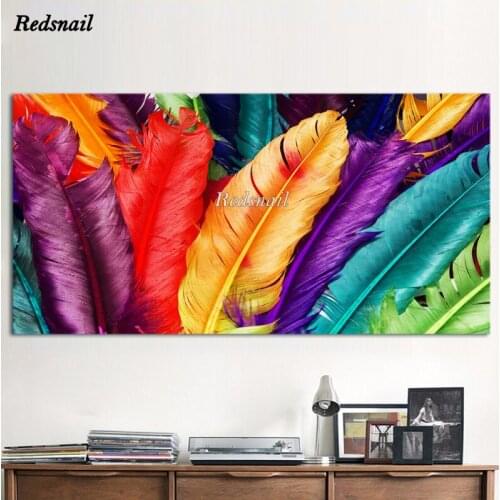 Large 5D DIY Diamond painting puzzle Full Diamant embroidery mosaic rhinestone Wall Art Still life Colorful Feathers EE991
