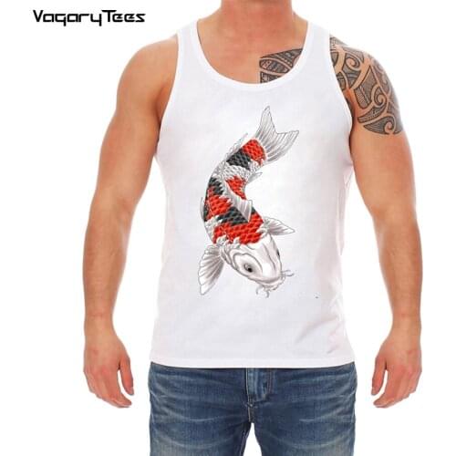 Vagrytees brand Japan tattoo style Japanese Koi Carp fish Tank top Women Men tops Male Female Slim fit Unisex Cool clothing