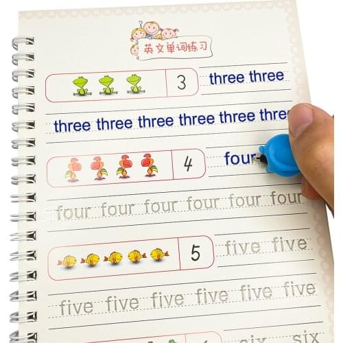 Baby Kids learn English Words Alphabet Copybook Reusable Calligraphy Handwriting Children groove Copybook early education18*26cm