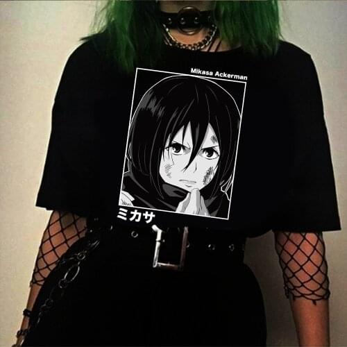 Mikasa Ackerman Shirt Men Graphic T Shirts Attack on Titan Cartoon T-shirt Women Fashion T Shirt Anime Manga Unisex Harajuku