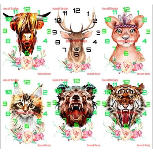 Top popular diamond painting full square animal clock diamond embroidery clock diy diamond mosaic sale clock decoration home