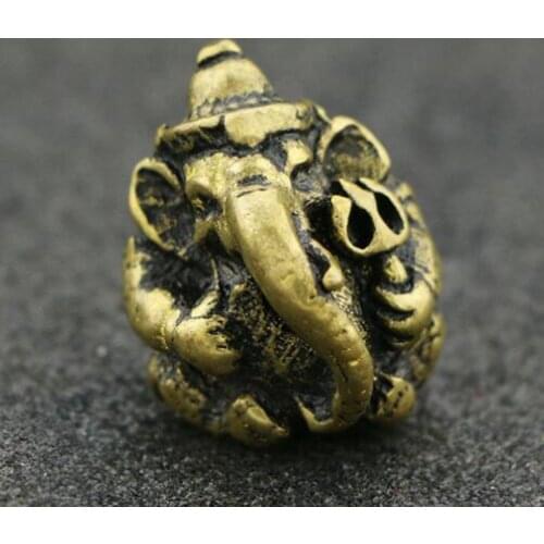 Chinese Pure Brass Seiko Carving Elephant Exquisite Small Pendant Animal Statues