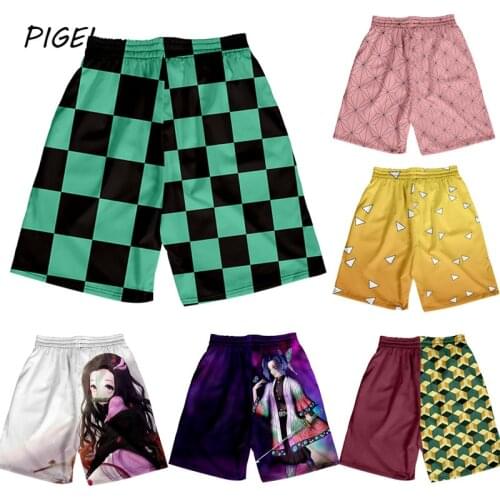 Anime Demon Slayer Pants Kimetsu No Yaiba Demon Blade Costumes Carnaval Women Men 3D Print Loose Cropped Shorts Overalls Boys