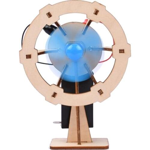 Creative Toy Mini Electric Fan Self Assembly Wooden Personal Fan DIY Fun