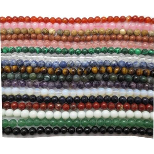 Natural Crystal Round Loose Stone Beads for Jewelry Making DIY Crafts Design 1 Strand 15" L.5mm Hole 4/6/8/10/12/14MM Gem Semi