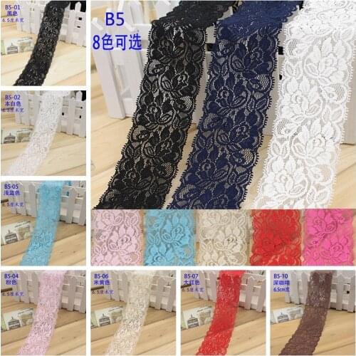 65mm Elastic Lace Fabric Black White Beige Navy Blue Pink Red Gray Lace Trimming DIY Crafts Material Gift Wrapping Lace Ribbon