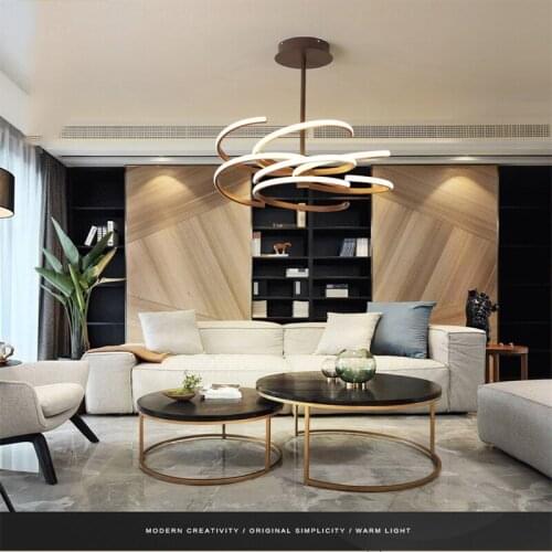 Chandelier creative vortex aluminum led dining chandelier bedroom living room study Indoor Lighting RC Dimmable chandelier