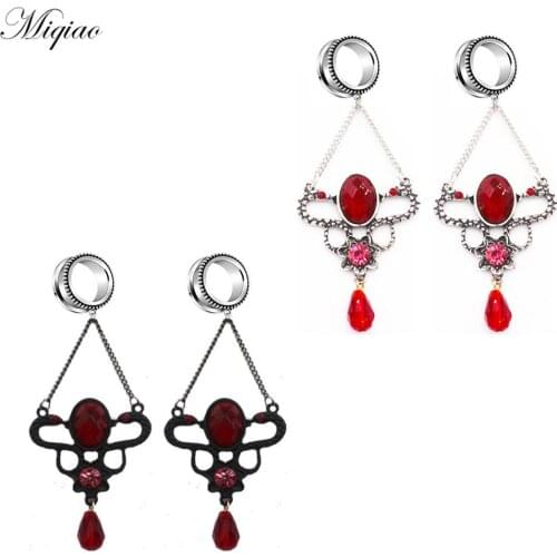 Miqiao 2pcs New Exquisite Snake-shaped Drop Chain Ear Expander Pulley Ear Expander Human Body Piercing Jewelry