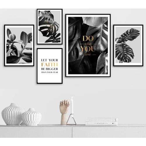 Monstera Leaf Plant Quotes Vintage Poster Wall Art Canvas Painting Nordic Posters And Prints Wall Pictures For Living Room Decor