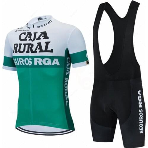 Caja Rural Summer Cycling Jersey Sets Maillot Ciclismo Hombre Men Cycling Clothing Short Sleeve Bicycle Clothing Bib Bike Jersey