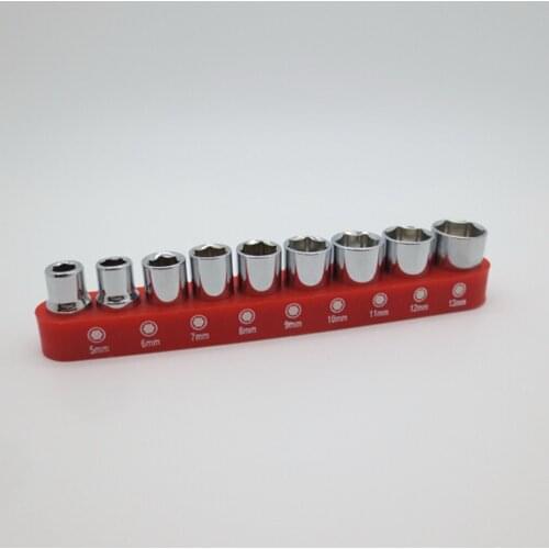 9pcs 1/4" Hex Universal Socket Set 5-13mm Chrome Vanadium Steel 6 Ponit Nut Driver Adapter Tools Auto Car Repair Wrench Socket