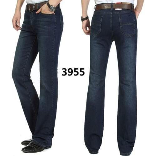 ¡Novedad de primavera y otoño del 2020! pantalones vaqueros de cintura media elásticos y Acampanados para hombre, pantalones vaq