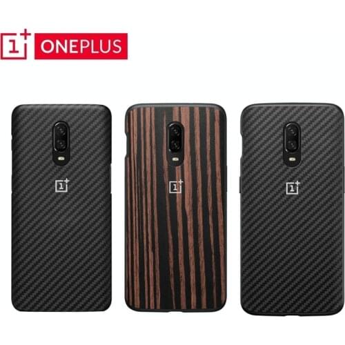 Original Official For OnePlus 6T Genuine Sandstone Karbon Matte Silicone RED Bumper Ebony Wood Slim Back Skin Hard Case Cover