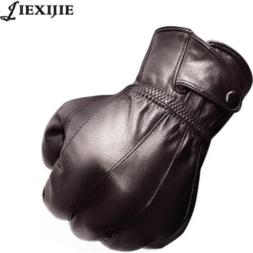 2016 NEW man sheepskin leather gloves in winter to keep warm and velvet thickening special business gifts Leather Gloves jxj-112