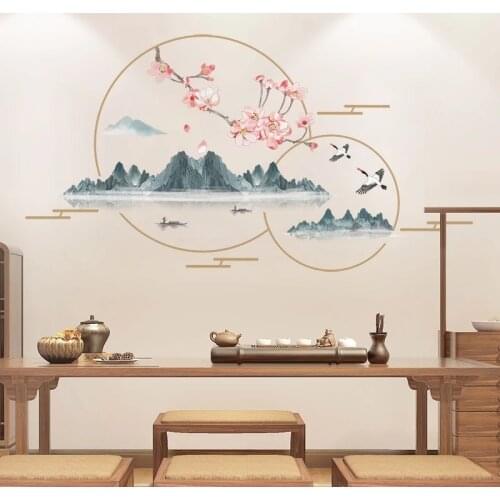 Landscape Wall Stickers Teenager Chinese Style Living Room Bedroom Home Office Decor Wallstickers Decoration Pegatinas De Pared