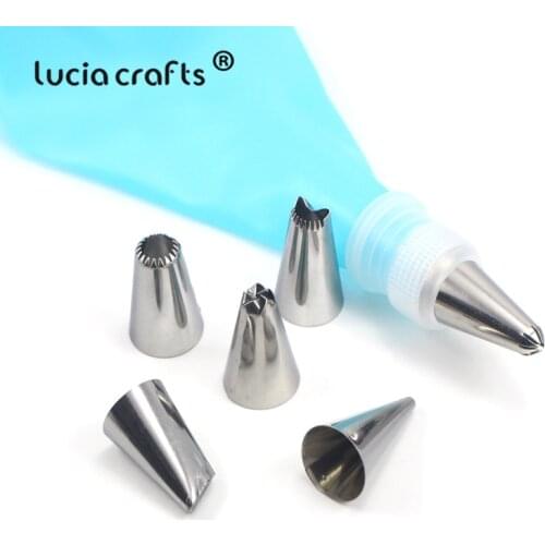 SALE ! Lucia crafts 17.5*31cm cream Piping Bag/6 Stainless steel/converter DIY Baking cake tools 1set/lot,8pcs/set I0431