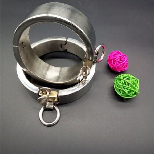 Promotional stainless steel metal handcuffs Invisible lock handcuffs for sex,fetish BDSM bondage adult sex toys for couples