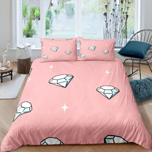 Luxury 3D Diamond Geometry Print 2/3Pcs Kids Bedding Set Comfortable Duvet Cover Pillowcase Home Textile Queen and King Size