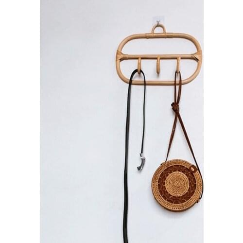 SFVEFVD 1PC Nordic Natural Rattan Wall Hooks Clothes Hanger Hanging Hat Coat Organizer Rack Home Kids Room Decoration