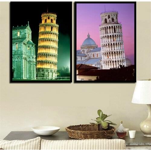 Nordic Landscape Posters and Prints Leaning Tower Of Pisa Building Wall Art Canvas Painting for Girls Bedroom Decoration Decor