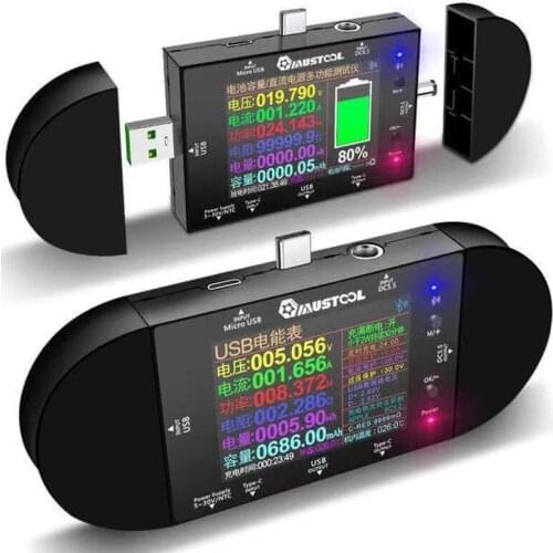 UD24 DC5.5 USB Tester Type-C 2.4"inch Digital Voltmeter Ammeter Power Bank Voltage Detector Volt PD Trigger Electric Meter