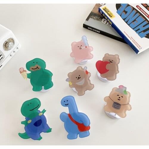 Universal Cute Ins Funny Dinosaur Bear Irregular Foldable Stand Holder Expanding Phone Bracket for IPhone Redmi Huawei Samsung