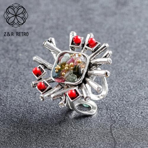 Antique Engagement Rings With Colored Stone Beads For Women Wholesale Paired Rings Jewelry Decoration for New Year Accessories