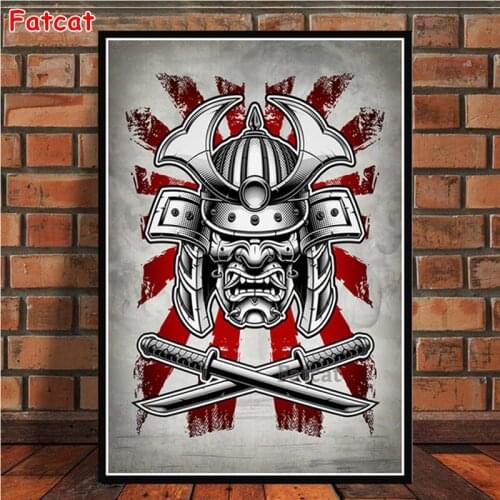 Japanese Bushido Samurai diy 5d diamond Painting Ninja abstract SKULL Full Square /Round drill diamond embroidery decor PP1870